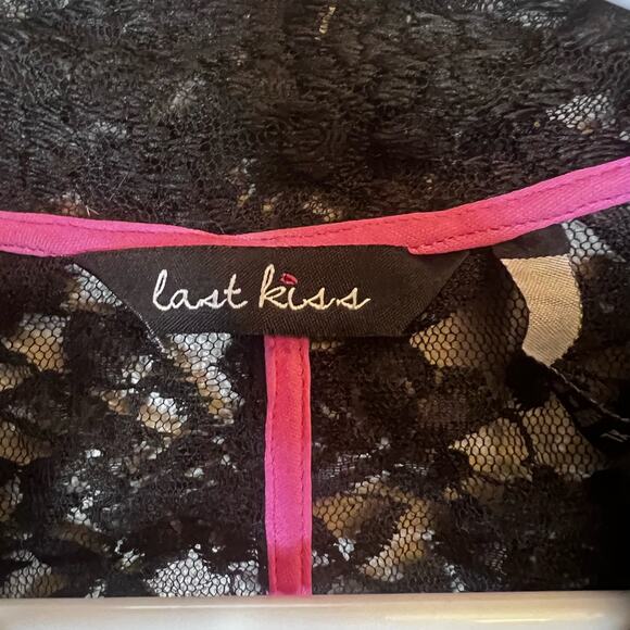 Last Kiss Vintage 80's Madonna Style Black Lace Hot Pink Blazer Jacket XL - Picture 13 of 14